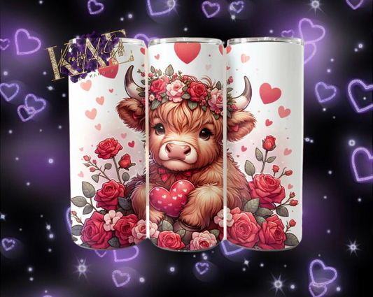 Red Heart Highland Cow Tumbler