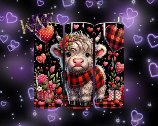 Valentines Highland Cow Tumbler